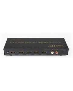 ViewHD Prosumer Ultra HD | 4K@30Hz HDMI 1x4 Splitter with Advanced Programmable Video and Audio Features and Remote Control | VHD-PRO1X4i