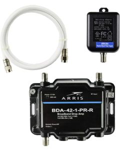 Arris 1-Port Cable, Modem, TV, OTA, HDTV Amplifier Signal Booster with Passive Return and Coax Cable Kit